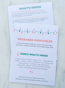 Confidence Building Printables for Tweens- December